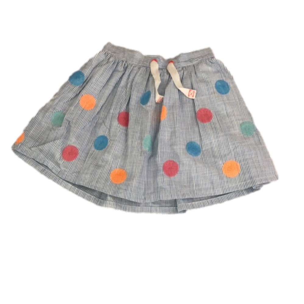Blue White Striped skirt with sequin Dots side pockets Girls size 10